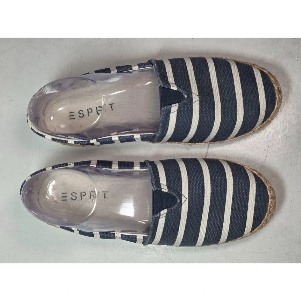 Esprit Ellery Women's Espadrille Size 7 M Navy White Slip On Moccasin Shoes‎